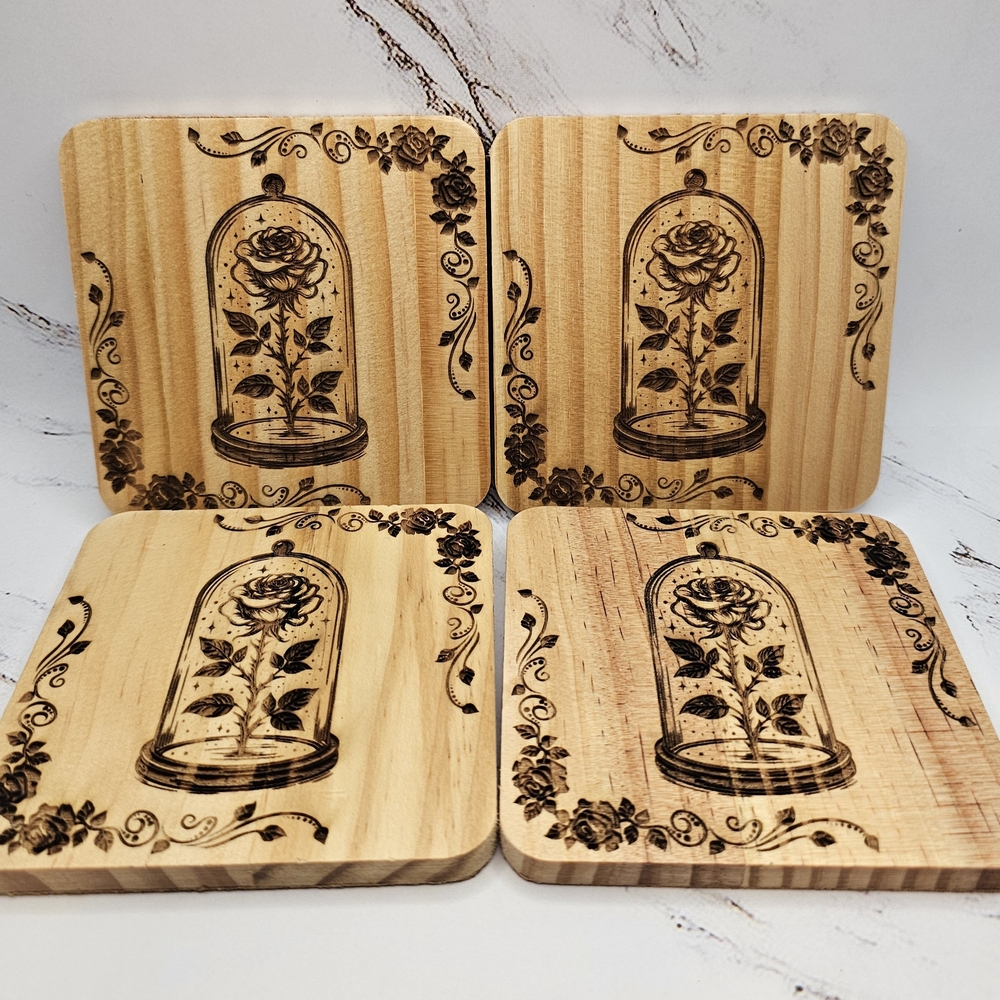 Hand Crafted Brown Coasters with Intricate Floral Design